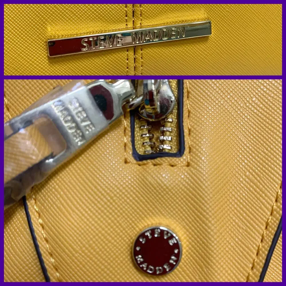 STEVE MADDEN Bright Yellow Faux Leather BREESE Top Handled Satchel XBody w/Scarf